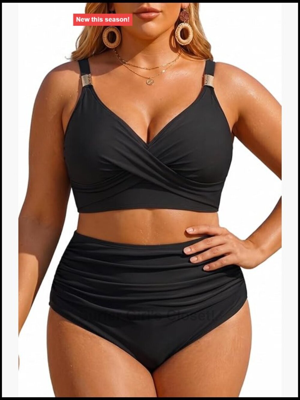 Plus Size High Waisted Bikini Set Tummy Control Two Piece Swimsuit
